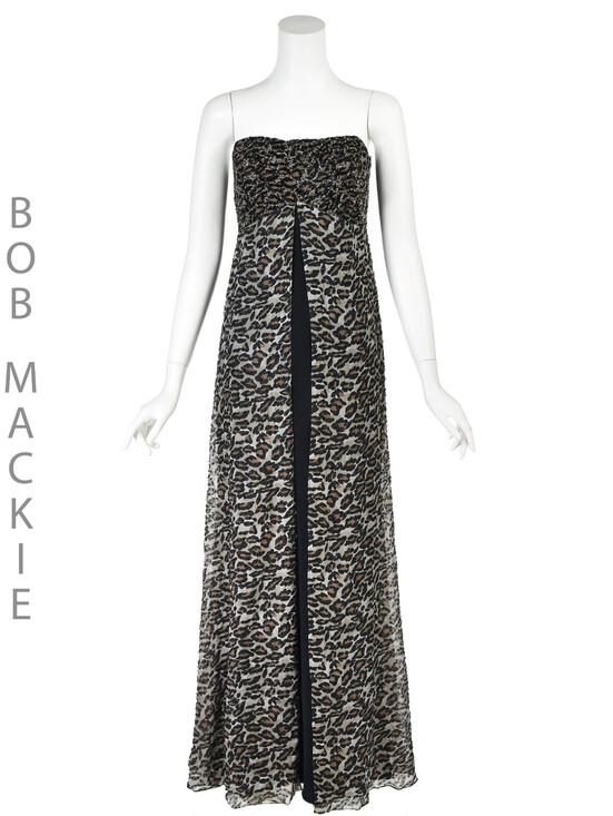 Bob Mackie Dresses & Skirts - BOB MACKIE Vintage Animal Print Formal Strapless Gown with Beaded Bodice, SZ 6